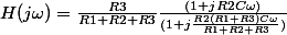 H(j\omega )= \frac{R3}{R1+R2+R3}\frac{(1+jR2C\omega )}{(1 + j\frac{R2(R1+R3)C\omega}{R1+R2+R3} )}
